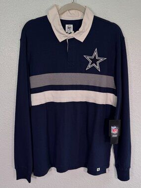 Dallas Cowboys Rugby Polo Shirt Mens Medium NFL Football Preppy Classic '47 NEW